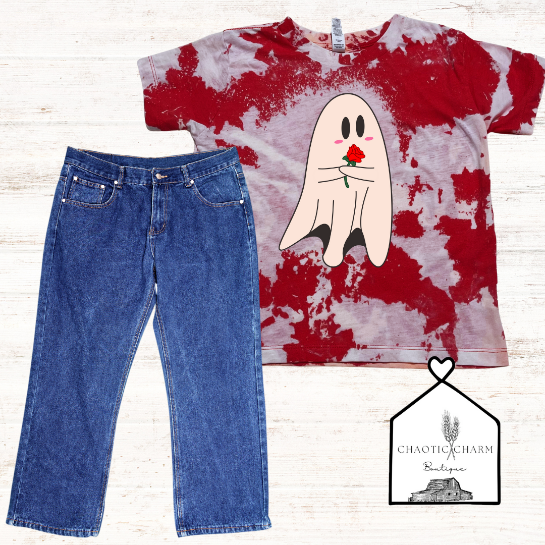 Valentine Ghost acid wash bleached t-shirt