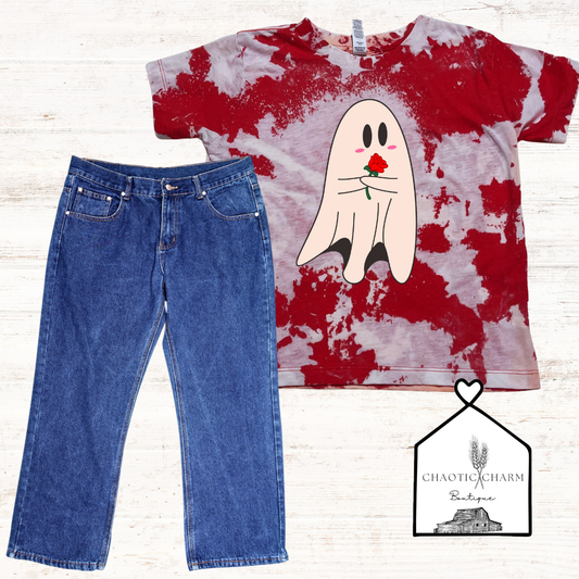 Valentine Ghost acid wash bleached t-shirt