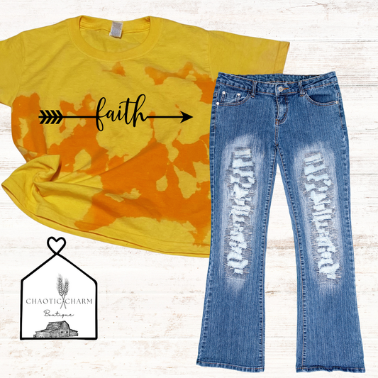 Faith acid wash bleached t-shirt