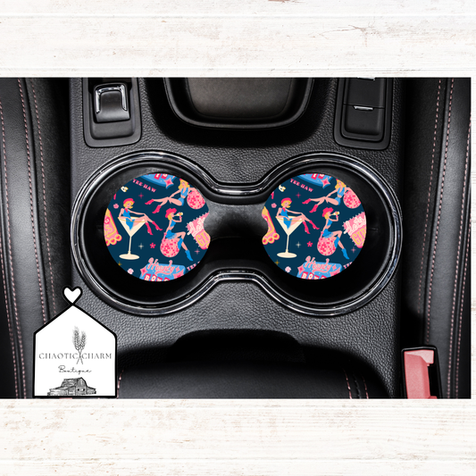 Yee Haw cowgirl car coasters