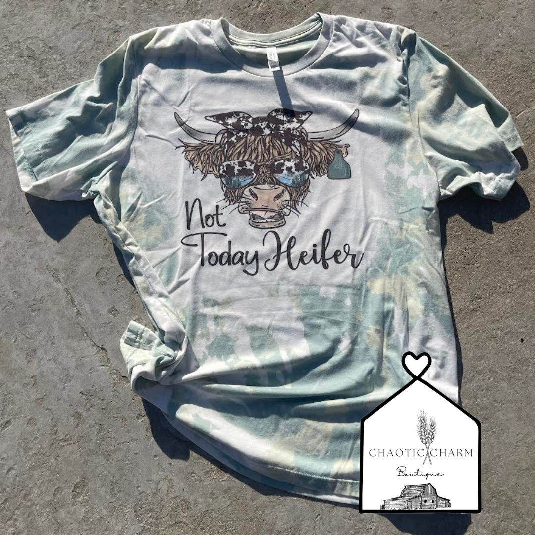 Not Today Heifer acid wash bleached T-Shirt